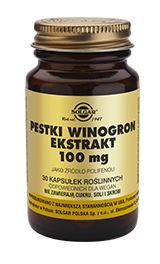 SOLGAR Pestki z Winogron ekstrakt 0,1g 30 kapsułek-data waznosci 31.05.2024