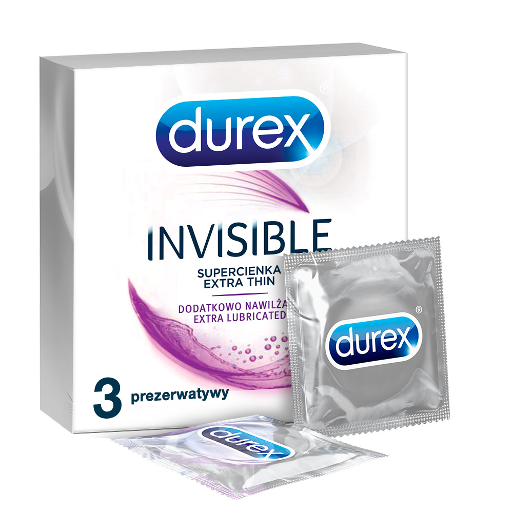 Durex prezerwatywy Invisible dodatkowo nawilżane 3 szt cienkie