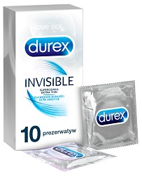 Durex prezerwatywy Invisible dla większej bliskości 10 szt cienkie