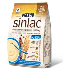 Nestle Sinlac Bezglutenowy Produkt Zbożowy Bez Dodatku Cukru dla niemowląt po 4 Miesiącu 300g