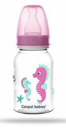 Canpol Babies butelka wąska 120ml LOVE & SEA Różowa (59/300)