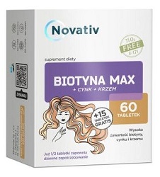 Novativ Biotyna Max + Cynk + Krzem 75 tabl.-data waznosci11.08.2024-dostepne 1 op