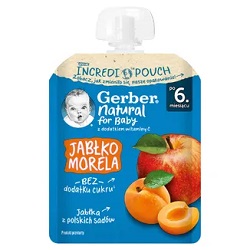 GERBER Deser jabłko, morela po 6 m-cu mus 80 g *