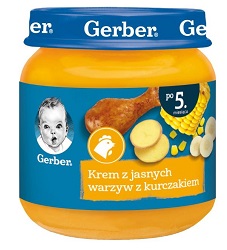 GERBER Krem z jasnych warzyw z kurczakiem dla niemowląt po 5. miesiącu 125 g