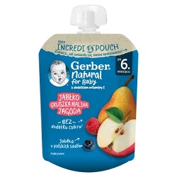 GERBER Deser jabłko, gruszka, malina, jagoda 80 g *-do 3 dowolnych gerberków mus bobofrut 150g Grati