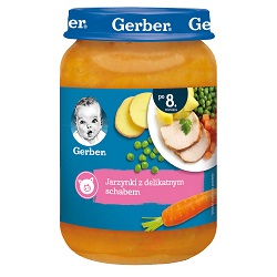 GERBER Jarzynki z delikatnym schabem 190 g *do 3 dowolnych gerberków mus bobofrut 150g Gratis !!!