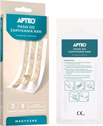 Apteo Paski do zamykania ran w kolorze cielistym 6x75mm 3 sasz.*