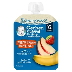 GERBER Deser jabłko, banan, truskawka po 6 Miesiącu 80 g *-do 3 dowolnych gerberków mus bobofrut 150