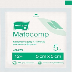 Kompresy jałowe z gazy Matocomp 5x5 5 szt.  Wyrób med.  inny *