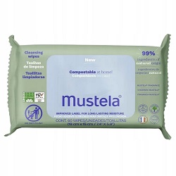 Mustela Chusteczki oczyszczające biodegradowalne 60 szt. *+Bebilon 3 junior 200 ml Gratis !!!