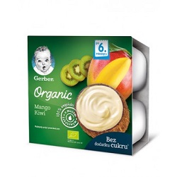 GERBER Deser mango, kiwi, mleko kokosowe 4 x 90 g *-do 3 dowolnych gerberków mus bobofrut 150g Grati